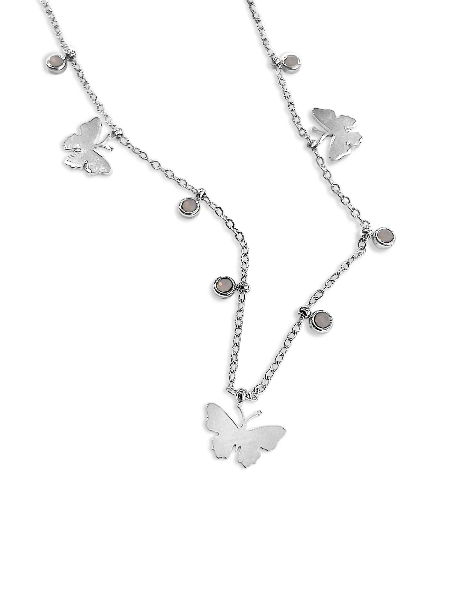 Κολιέ γυναικείο, από ανοξείδωτο ατσάλι, με πεταλο΄΄υδες & ροζ ζιργκόν, 42 εκατοστά μήκος+ 5 εκατοστά αλυσίδα επέκτασης, silverline, 0330343501